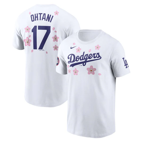 Men Los Angeles Dodgers #17 Ohtani white MLB 2025 T shirt style 3->mlb t-shirts->Sports Accessory